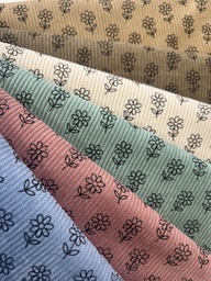 [S2418R] Baby Rib Cord Printed Stretch Little flower