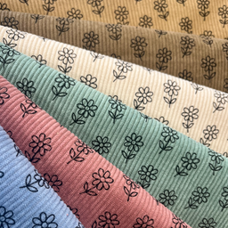 [S2418R] Baby Rib Cord Printed Stretch Little flower