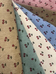 [S2420R] Baby Rib Cord Printed Stretch Little Cherry's