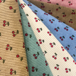 [S2420R] Baby Rib Cord Printed Stretch Little Cherry's