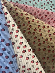 [S2422R] Baby Rib Cord Printed Stretch Little Strawberries