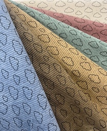 [S2423R] Baby Rib Cord Printed Stretch Little Clouds