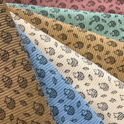 [S2424R] Baby Rib Cord Printed Stretch Little Hedgehog's