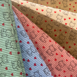 [S2425R] Baby Rib Cord Printed Stretch Little Foxes