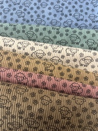 [S2426R] Baby Rib Cord Printed Stretch Little Sheep's