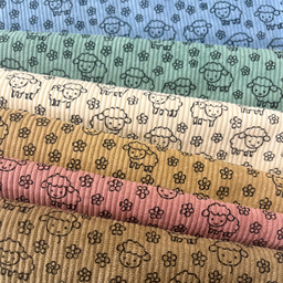 [S2426R] Baby Rib Cord Printed Stretch Little Sheep's