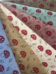 [S2429R] Baby Rib Cord Printed Stretch Little Mushrooms
