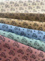 [S2430R] Baby Rib Cord Printed Stretch Tractor's