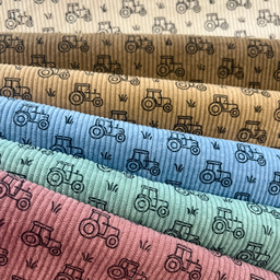 [S2430R] Baby Rib Cord Printed Stretch Tractor's