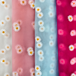 [S2454R] Tulle With Embroidery Daisy's