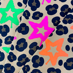[S2476R] Jersey Printed Leopard With Neon Stars