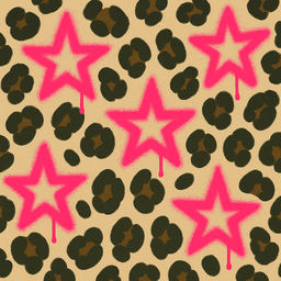[S2476R] Jersey Printed Leopard With Neon Stars