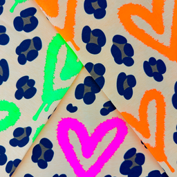[S2477R] Jersey Printed Leopard With Neon Hearts