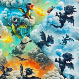 [S2509R] Jogging Digital Printed Dragons