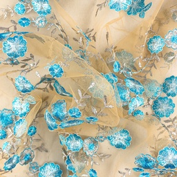 [S2573R] Tulle With Big Beautiful Flowers