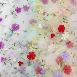 [S2612R] Tulle With Embroidery And Retro Flowers