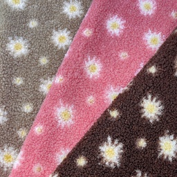 [S2635R] Teddy With Printed Daisy Flowers