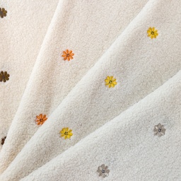 [S2636R] Teddy With Embroidery Smiley Flowers