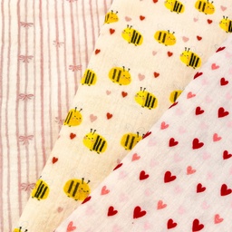 [S2670R] Double Gauze Crinkled Digital Printed Bee Mine