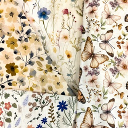 [S2693R] Viscose Linen Digital Printed Botanic