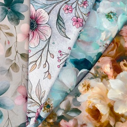 [S2697R] Viscose Lycra Heavy Digital Printed Classic Flowers