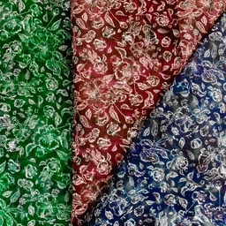 [S2740L] Rayon Poplin Printed White Flowers