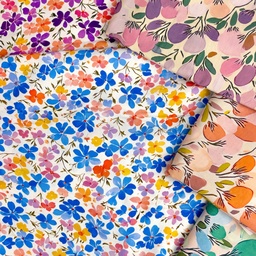 [S2736R] Rayon Poplin Printed Simplistic Flowers
