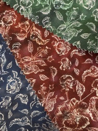 [S2740R] Rayon Poplin Printed White Flowers