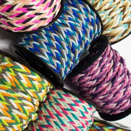 [154R] Pletená Stuha Ze Semišová Kůže Multi