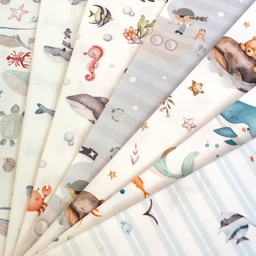 [S2758R] Poplin Digital Printed Tiny Ocean Pals