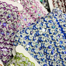 [157R] Ruban Paillettes 2 Couleurs Fleur