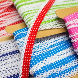 [277R] Popline Bias Binding With Lace Dot