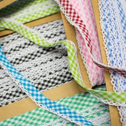 [279R] Popline Bias Binding With Lace Plaid