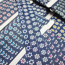[308R] Ruban Jeans Avec Fleur Tissé