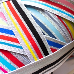 [461R] Gummiband Lurex Silber