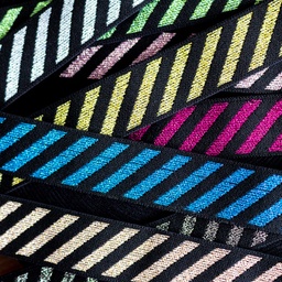 [511R] Elastický Pásek Diagonální Proužek Lurex