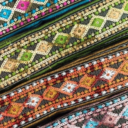 [595R] Check Ribbon Sequin Trim