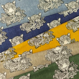 [S1092R] Poplin Tryck Jeans Melange Leopard