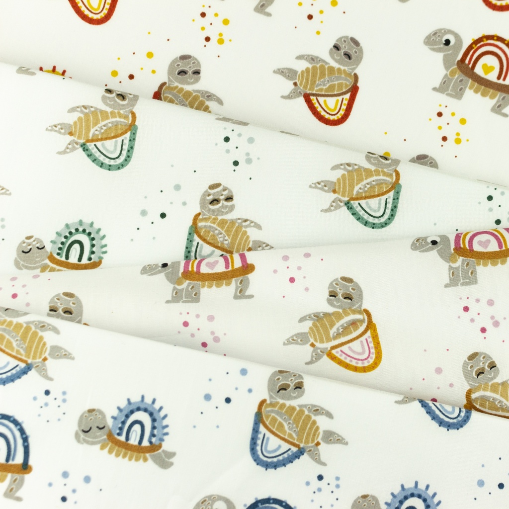 [S1099L] Popelin Estampado Tortugas