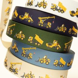 [673R] Elastic With Printed Construction Vehicles 40 mm