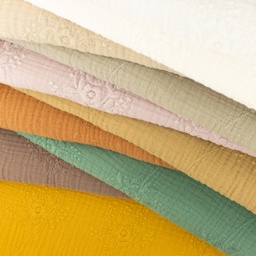 [S1147R] Double Gaze Froissé Fermé Broderie Fleur