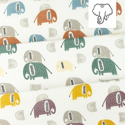 [S1152R] Popelina z Nadrukiem Słonie Snoozy Fabrics
