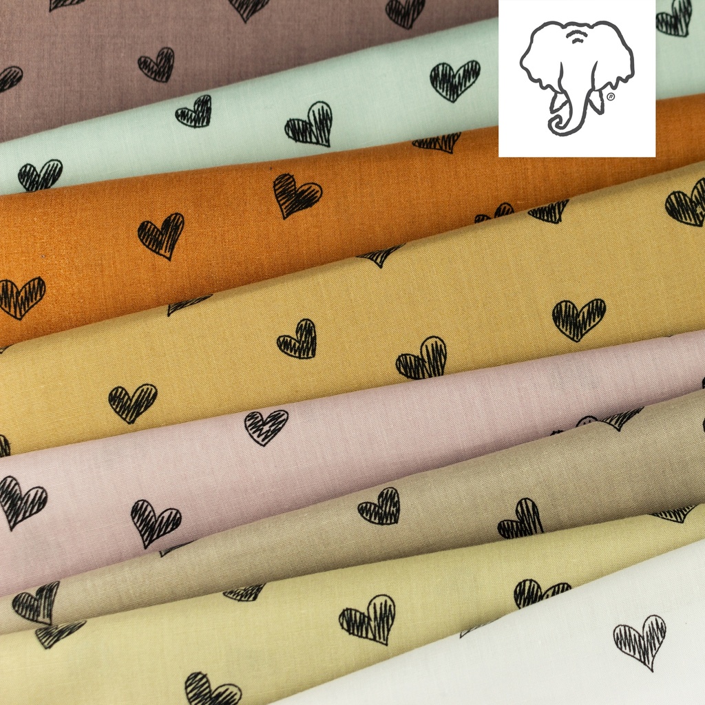 [S1155L] Poplin Printed Draw Heart Snoozy Fabrics