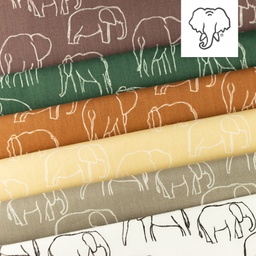 [S1156R] Poplin Tryck Elefanter Linjekonst Snoozy Fabrics